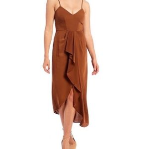 Gianni Bini Monique Spaghetti Strap Ruffle Asymmetrical Hem MIDI Dress size 0